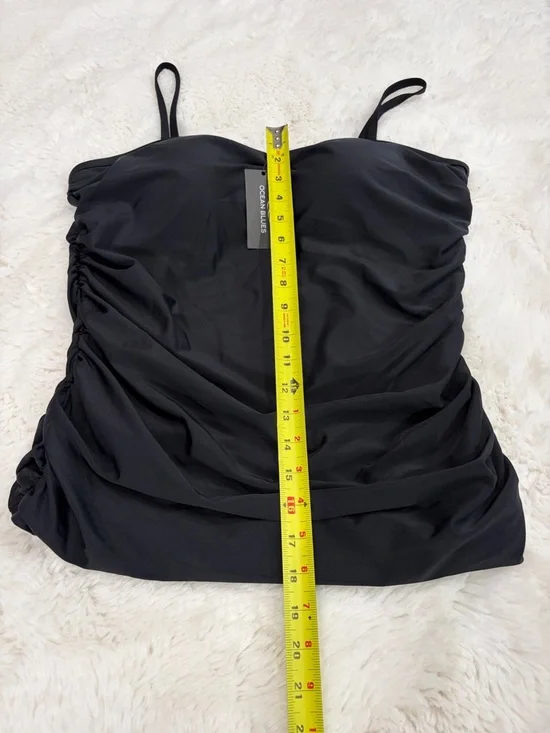 Ocean Blues Black Ruched One-Piece Swimsuit,Size 2XL. - Picture 12 of 13